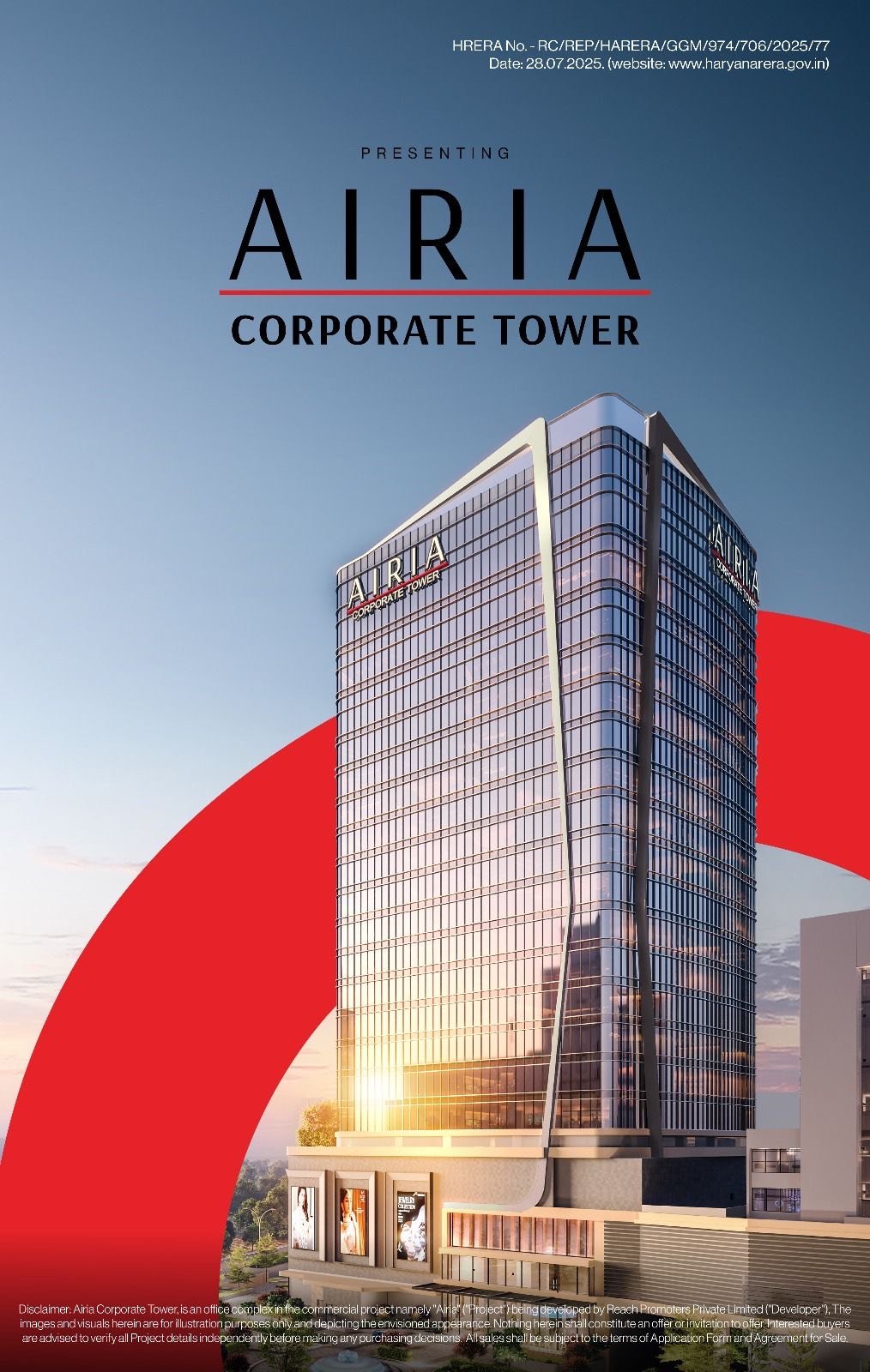 Airia Corporate Tower Sector 68 Sohna Road Gurgaon by Reach Group
