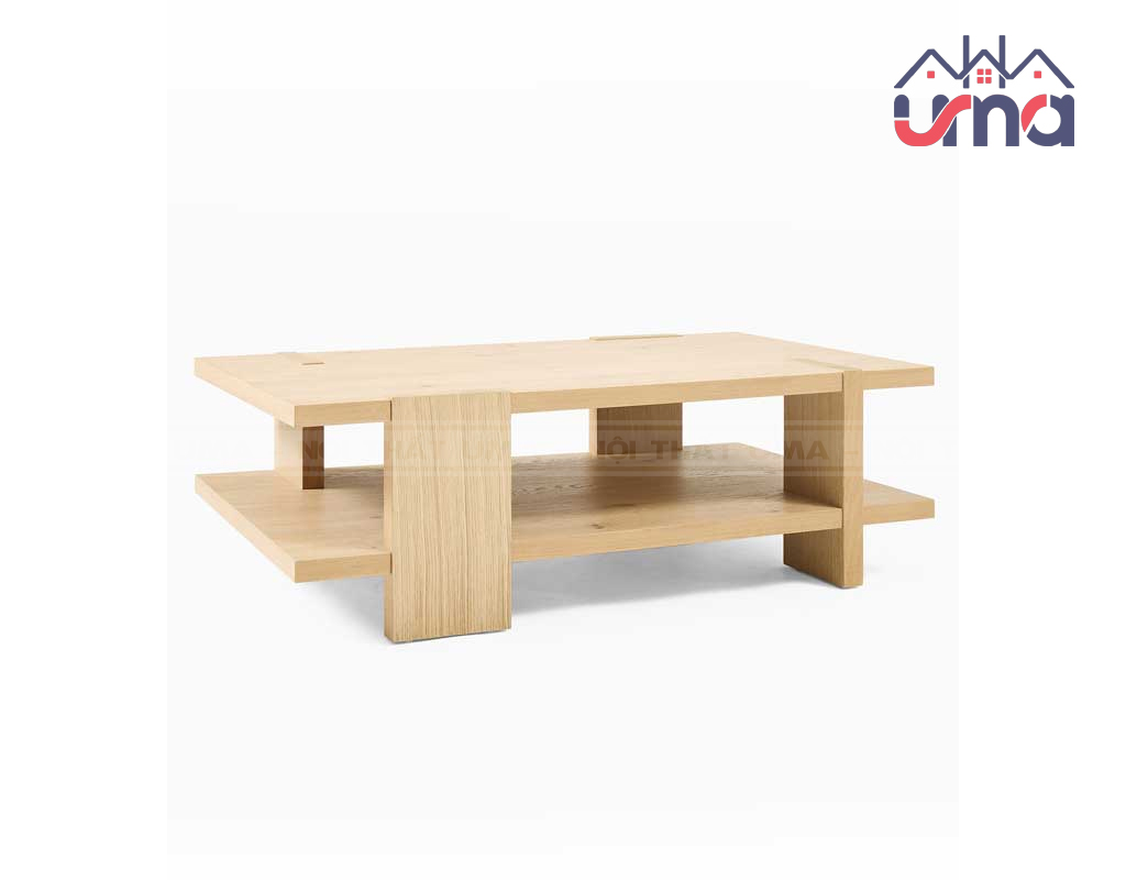 Bàn Trà Gỗ Sồi Mặt Chữ Nhật Cổ Điển BT033 - Nội Thất UMA
